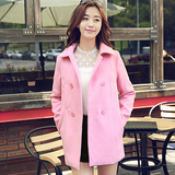 【天天特价】甜美毛呢外套女学生韩版 中长款修身呢子大衣小香风