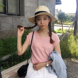 2016夏装新款修身T恤女短袖韩版女装纯白色百搭上衣纯棉纯色