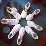 韩国ulzzang小白鞋学院帆布鞋女学生韩版白色系带休闲鞋运动板鞋