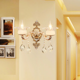 欧式奢华锌合金壁灯 客厅 卧室 过道单头水晶壁灯 双头led床头灯