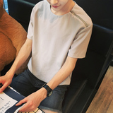 2016夏装原创设计师款短袖韩版男士拉链装饰雪纺圆领短袖T恤衫潮