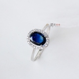 特价 白18k金戒指 天然蓝宝石戒指钻石镶嵌 女款 包邮