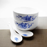碗勺套装青花陶瓷碗韩式碗骨瓷碗青花碗勺餐具米饭碗勺礼盒