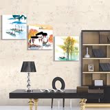 客厅三联抽象无框挂画冰晶玻璃沙发背景墙简约拼画风景装饰画板画
