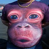短袖t恤男士个性3d动物印花大猩猩猴子图案体恤加肥加大码衣服夏
