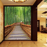 无缝大型壁画3d立体竹林风景绿色竹子护眼电视客厅玄关背景墙纸