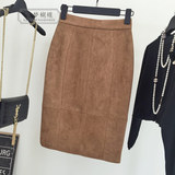 2015韩版新款高腰显瘦秋冬季包臀裙半身裙中长款包裙后开叉一步裙