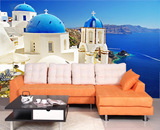 地中海风格大型壁画海景 3d立体墙纸客厅卧室风景电视背景墙壁纸
