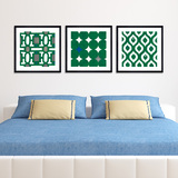 现代简约抽象装饰画客厅沙发挂画卧室走廊框画相框墙画3联绿色调