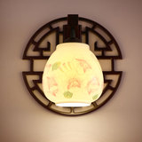 中式壁灯木艺雕花客厅壁灯实木陶瓷壁灯过道阳台餐厅壁灯