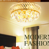 LED传统金色客厅灯具圆形水晶灯吸顶灯饰卧室走廊过道现代锅底灯