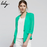 Lily2016夏装新款女装欧美修身纯色七分袖小西装外套115220C2124