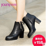 Josiny/卓诗尼2015冬季新款短靴欧美骑士靴圆头高跟女靴154174504