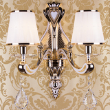 艺特美斯欧式锌合金壁灯卧室床头创意水晶墙壁灯双头艺术玻璃灯饰