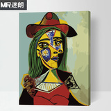 迷朗diy数字油画 客厅抽象世界名画毕加索梵高填色数码手绘装饰画