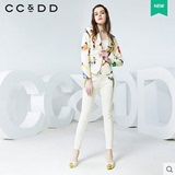 ccdd2016专柜正品春装女花鸟印花时尚修身外套短款小西装C51C261