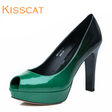 KISSCAT接吻猫 新品优雅鱼嘴舒服防水台时尚通勤浅口单鞋