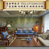 新中式实木沙发组合样板房客厅布艺沙发椅酒店售楼处禅意仿古家具