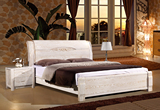 白色全实木床1.51.8米榆木床简约现代纯实木家具高箱体储物床大床