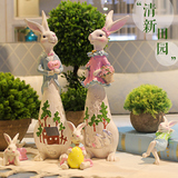 创意客厅电视柜书桌酒柜摆件现代简约情侣兔子摆设家装饰品工艺品