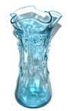 八十年代老玻璃老料器蓝色大花瓶 超大 高40CM