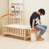 无漆高护栏儿童床可调节高度小孩睡床原木幼儿床婴儿