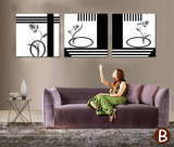 客厅装饰画 现代卧室壁画餐厅无框画框抽象黑白挂画沙发背景墙画