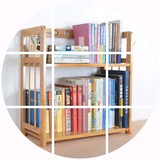 楠竹桌面书架办公桌上小书架二层带抽屉书架书柜实木置物架收纳架