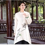 春秋季新款棉麻长袖外套中国民族风女装外穿中式上衣改良汉服禅服