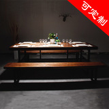 瑞缘美式铁艺简约实木餐桌北欧复古办公桌会议桌咖啡厅桌椅组合
