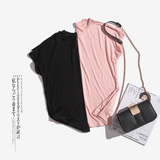 2016夏装新款半袖t恤女纯色圆领修身莫代尔棉t恤女装体恤打底衫
