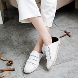 2016新款小白鞋女夏 魔术贴 韩版单鞋女平底低跟女鞋夏休闲鞋真皮