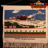 藏红现代时尚简约布达拉宫帆布挂画手工绘制民族特色家居装饰画
