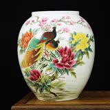 景德镇陶瓷器 大师手绘花鸟花瓶 现代简约中式工艺品家居客厅摆件