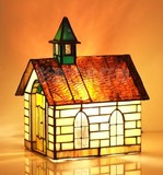 包邮欧式创意小台灯蒂凡尼彩色玻璃卧室书房小夜灯儿童房小房子灯