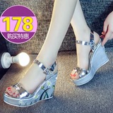 2016夏季新款韩版高跟内增高鞋松糕跟防水台坡跟厚底凉鞋学生女鞋