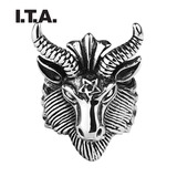 ITA五芒星撒旦羊头戒指男女钛钢创意本命年霸气星座指环防身饰品