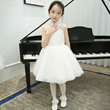 儿童礼服白色花童礼服公主裙婚纱裙女童礼服钢琴演出服夏装蓬蓬裙
