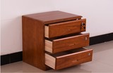 实木家具移动三斗带锁文件柜床头柜边柜斗柜