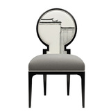 新中式休闲椅 江南印象设计师餐椅 后现代实木布艺印花椅子