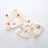 春季新品童装太空棉花朵卫衣+裙子两件套韩版女童套装guqiuer2011