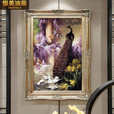 欧式手绘油画动物DW167吉祥鸟孔雀家居别墅酒店玄关楼梯装饰壁画