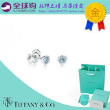 香港正品代购Tiffany纯银耳钉 蒂芙尼镶海蓝宝石纯银耳环现货包邮