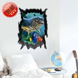 海底世界鲨鱼儿童房墙贴男孩卧室创意装饰防水3d立体贴画可移除