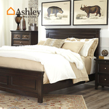 Ashley爱室丽家居 美式深色双人床 2米硬实木美式床 预售 B510
