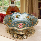 纯手绘欧式果盘客厅装饰器皿摆件复古大号水果盘创意家居用品