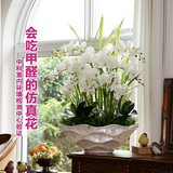 盆栽花盆插花装饰品家居客厅摆设吸甲醛 和家假花套装蝴蝶兰仿真