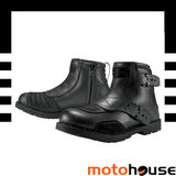 海外代购 赛车鞋 ICON 男士 黑色 皮靴 短款 运动 摩托车