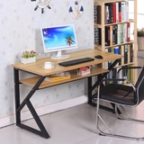 创意电脑桌新款办公桌双人写字台式家用时尚简易烤漆钢木桌带书架