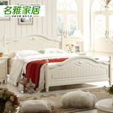 田园床 韩式公主床 欧式双人高箱床1.2米白色儿童床 床板加抽床